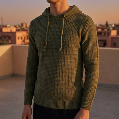 Cotton Blend Pullover Hoodie Modern Fit Textured Style – Rowan
