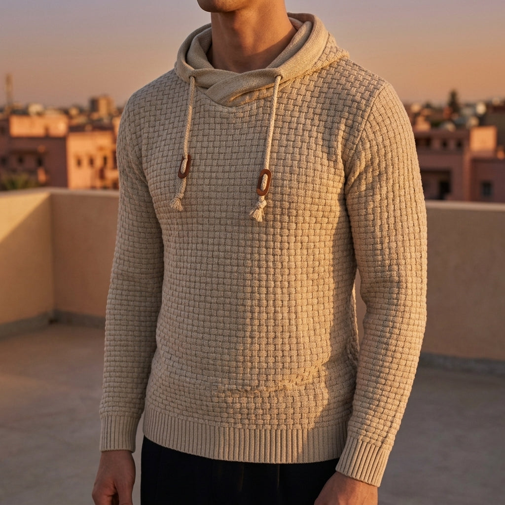 Cotton Blend Pullover Hoodie Modern Fit Textured Style – Rowan