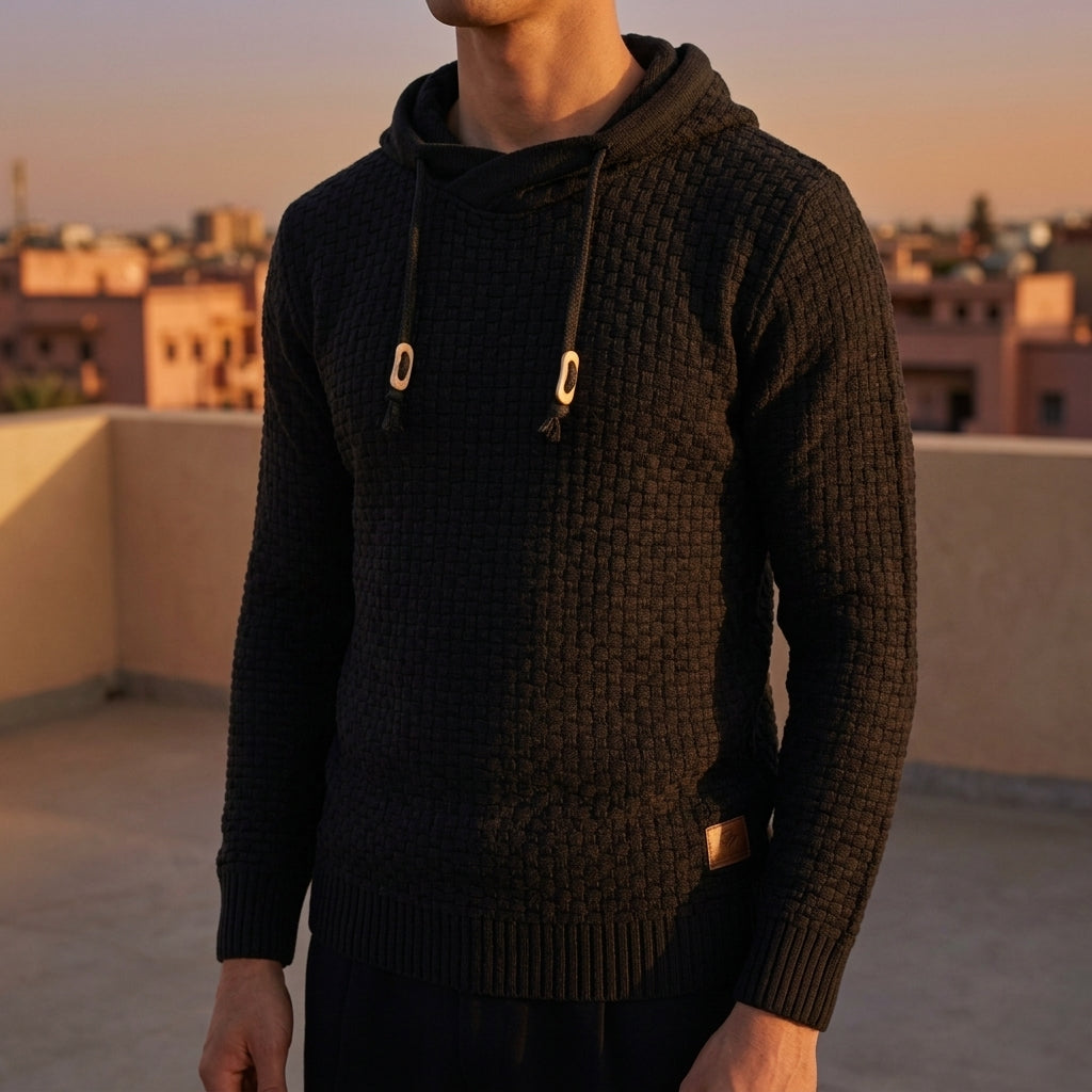 Cotton Blend Pullover Hoodie Modern Fit Textured Style – Rowan