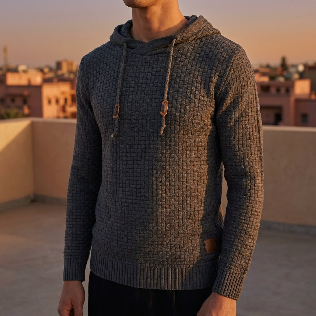 Cotton Blend Pullover Hoodie Modern Fit Textured Style – Rowan