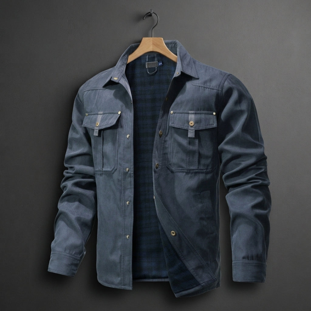 Cotton Blend Flannel-Lined Overshirt Jacket – Rowan