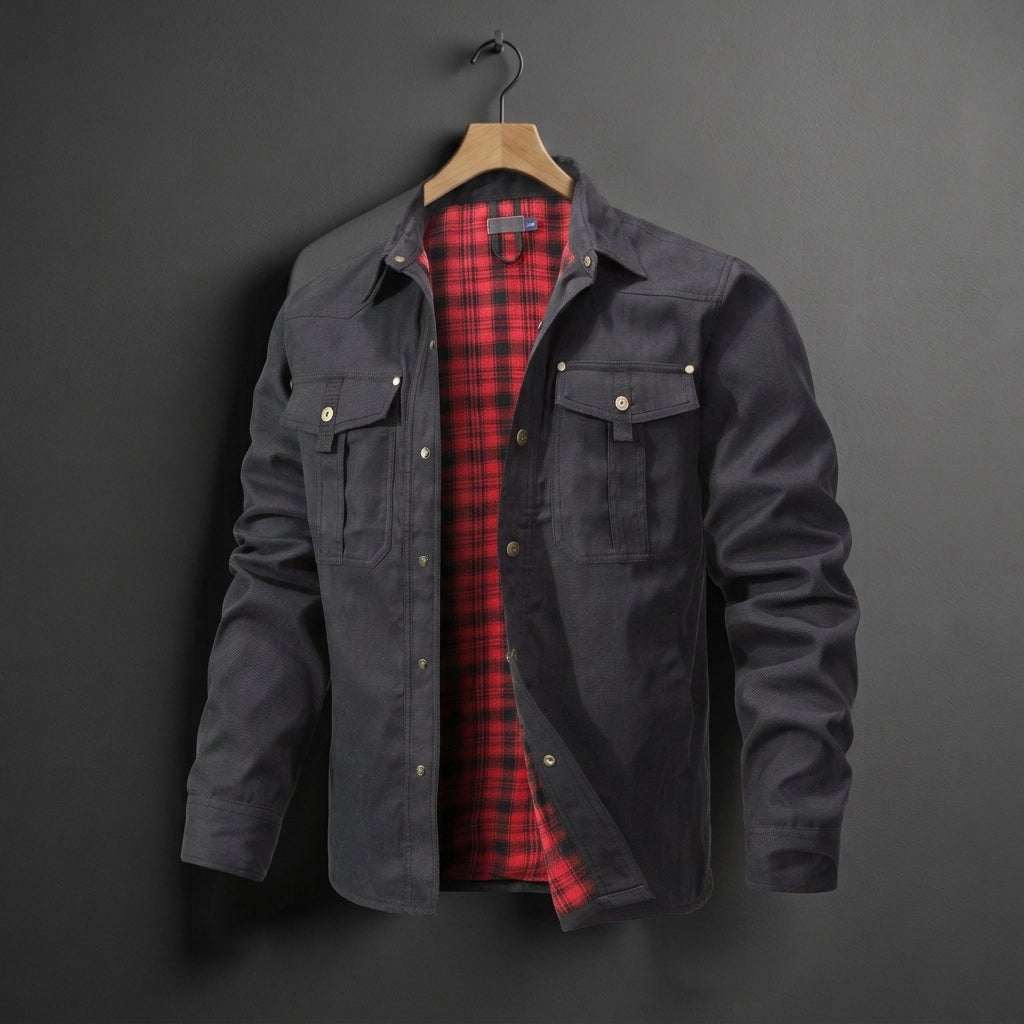 Cotton Blend Flannel-Lined Overshirt Jacket – Rowan