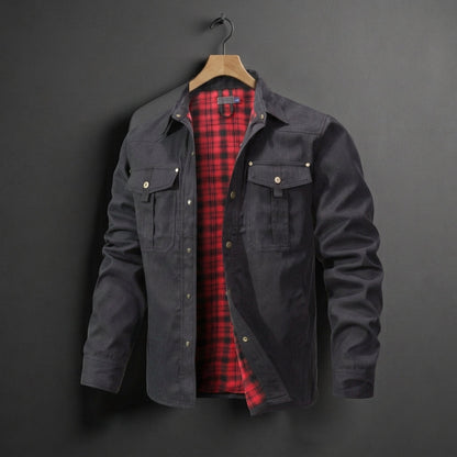 Cotton Blend Flannel-Lined Overshirt Jacket – Rowan