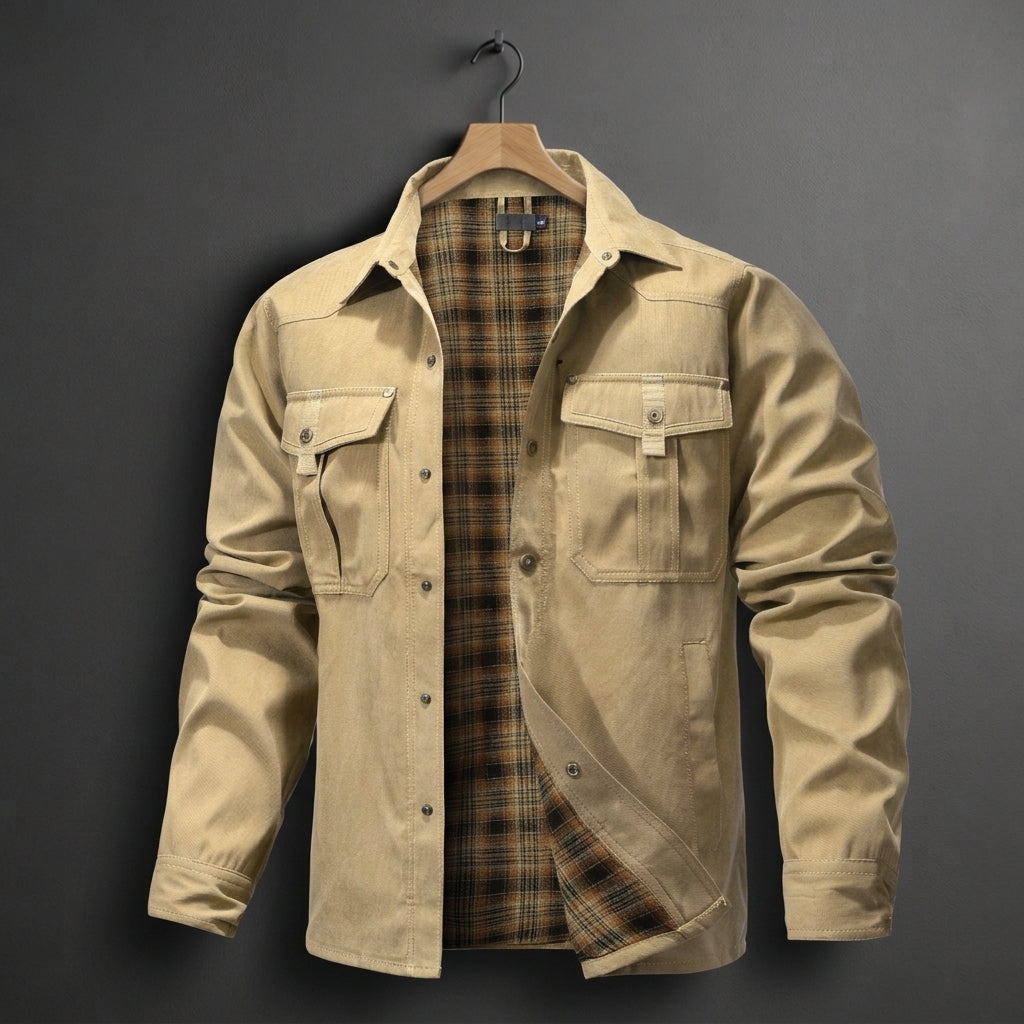 Cotton Blend Flannel-Lined Overshirt Jacket – Rowan