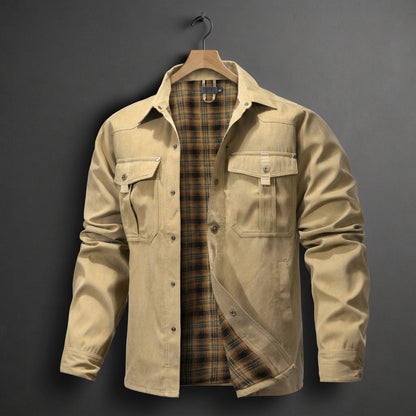 Cotton Blend Flannel-Lined Overshirt Jacket – Rowan