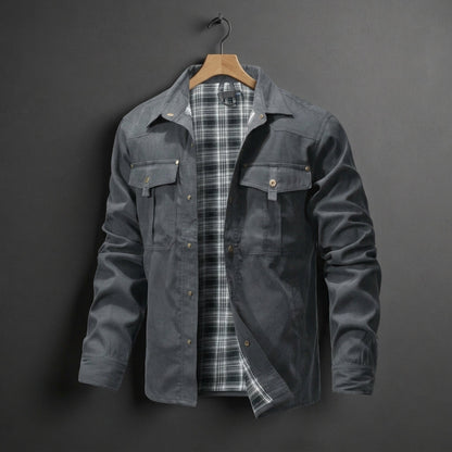 Cotton Blend Flannel-Lined Overshirt Jacket – Rowan