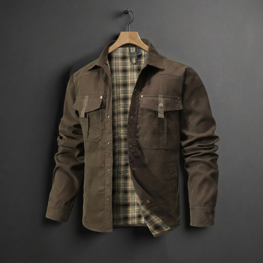 Cotton Blend Flannel-Lined Overshirt Jacket – Rowan