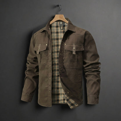 Cotton Blend Flannel-Lined Overshirt Jacket – Rowan