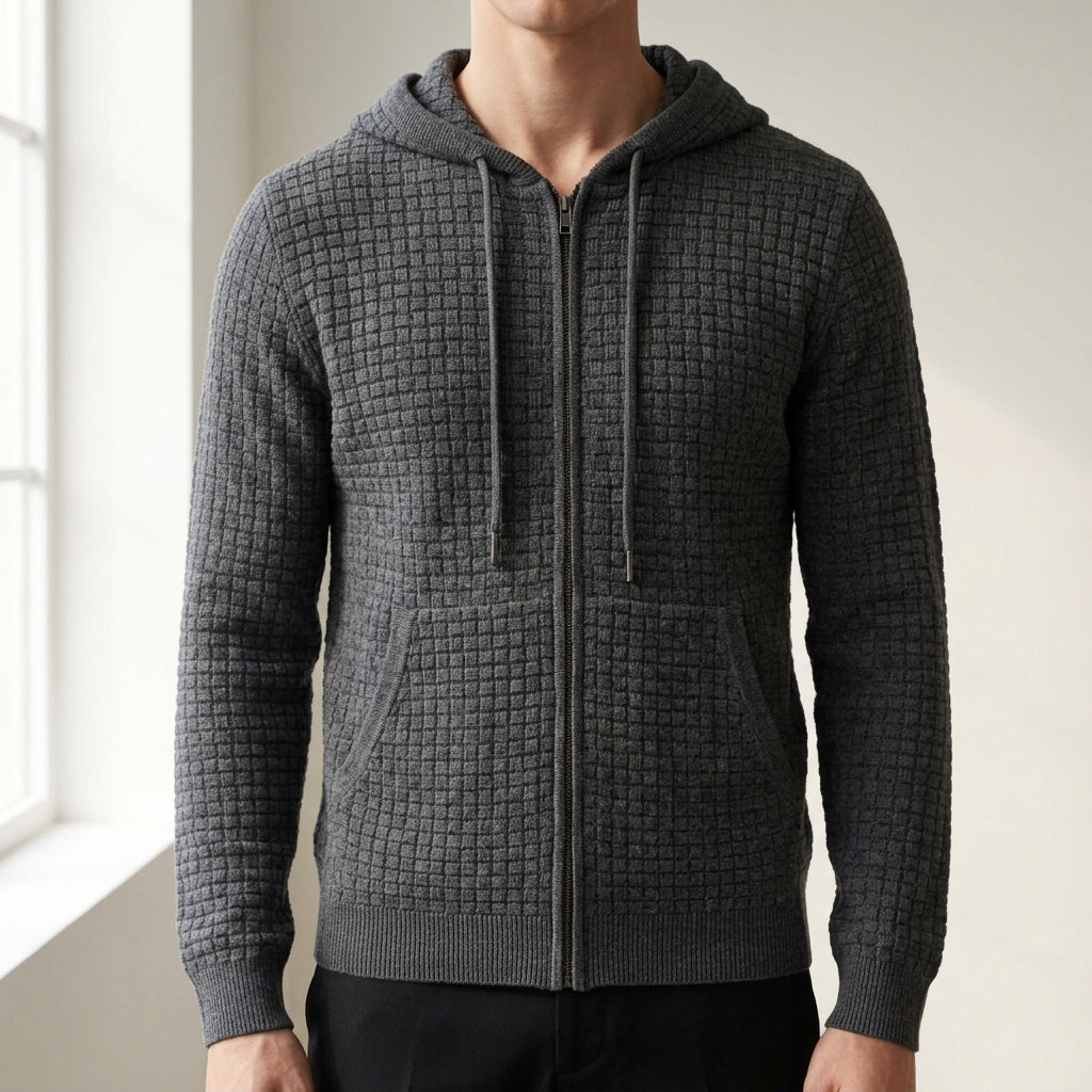 Full-Zip Hoodie Textured Fabric Everyday Comfort – Rowan