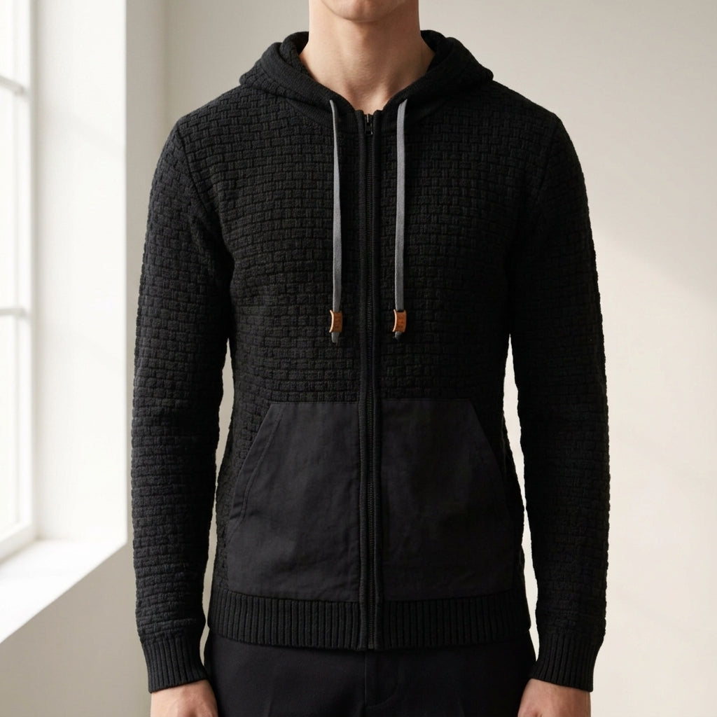 Full-Zip Hoodie Textured Fabric Everyday Comfort – Rowan