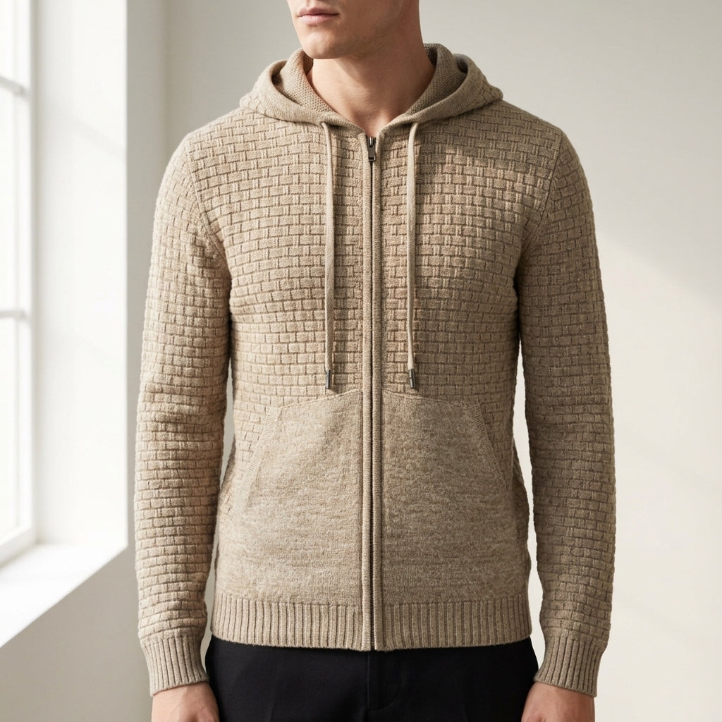 Full-Zip Hoodie Textured Fabric Everyday Comfort – Rowan