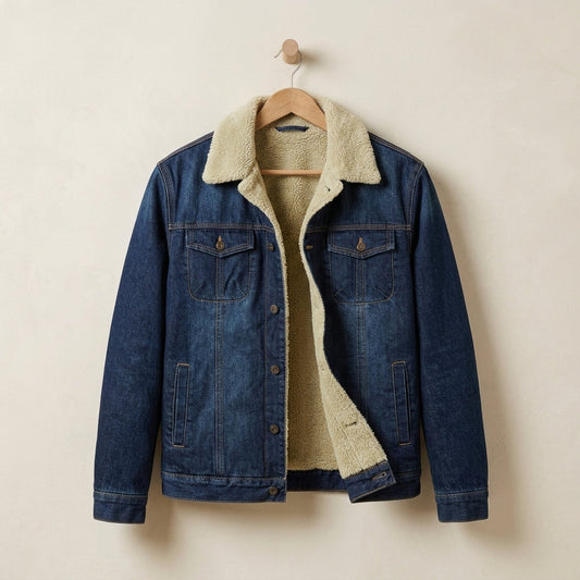 Denim Jacket Fleece Lined Quilted Button Front – Rowan