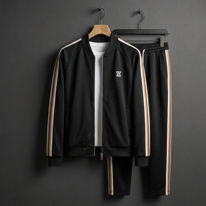 Sienna Stripe-Panel Zip Tracksuit Set