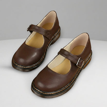 Women's Mary Jane Flats Faux Leather Buckle Strap – Celeste