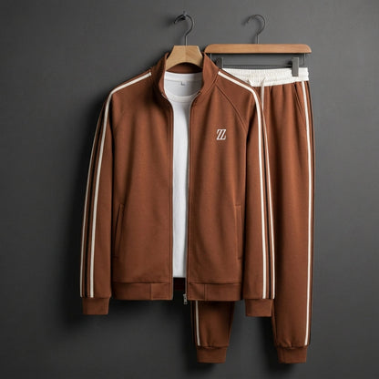 Sienna Stripe-Panel Zip Tracksuit Set