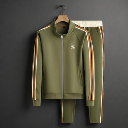 Sienna Stripe-Panel Zip Tracksuit Set
