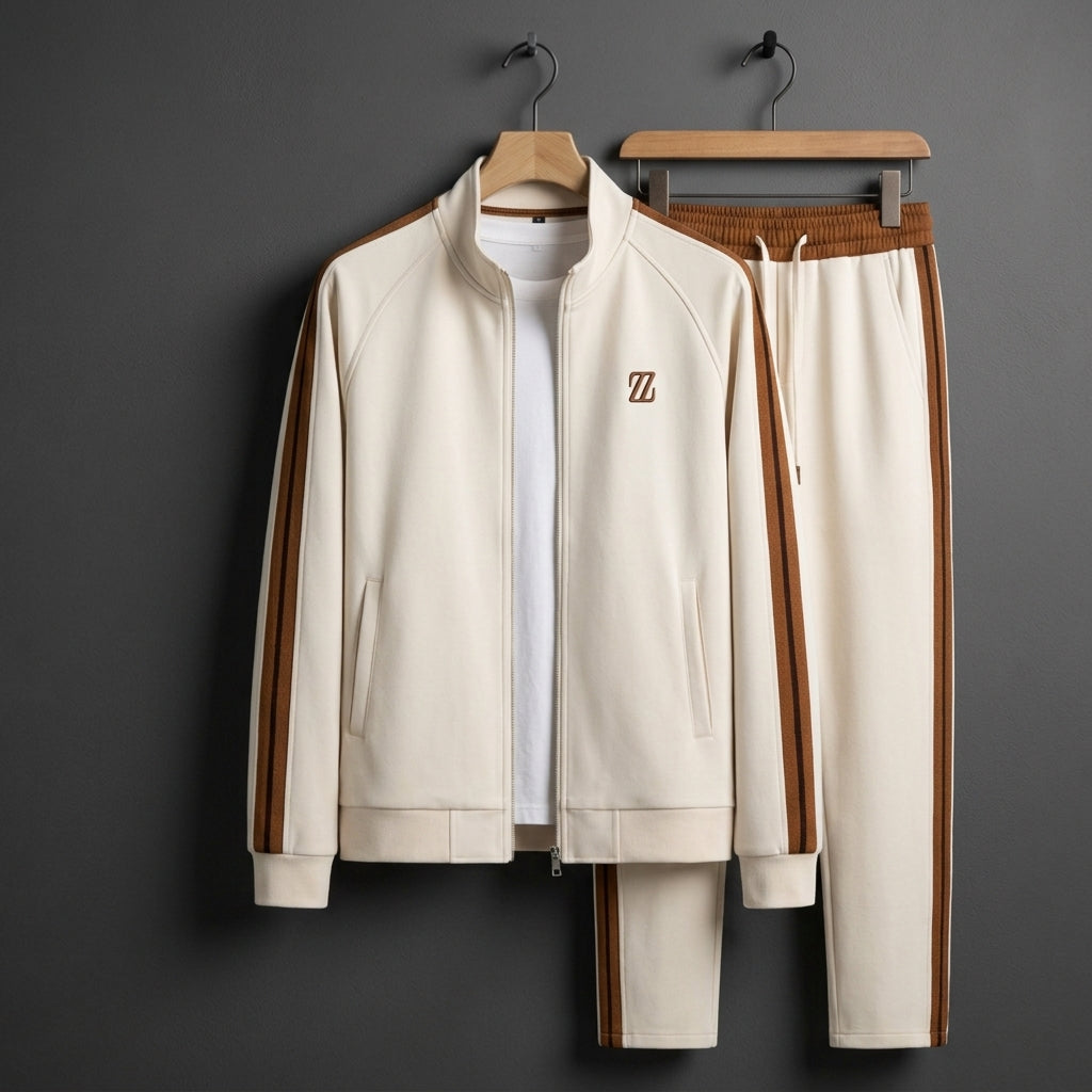 Sienna Stripe-Panel Zip Tracksuit Set