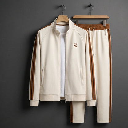 Sienna Stripe-Panel Zip Tracksuit Set