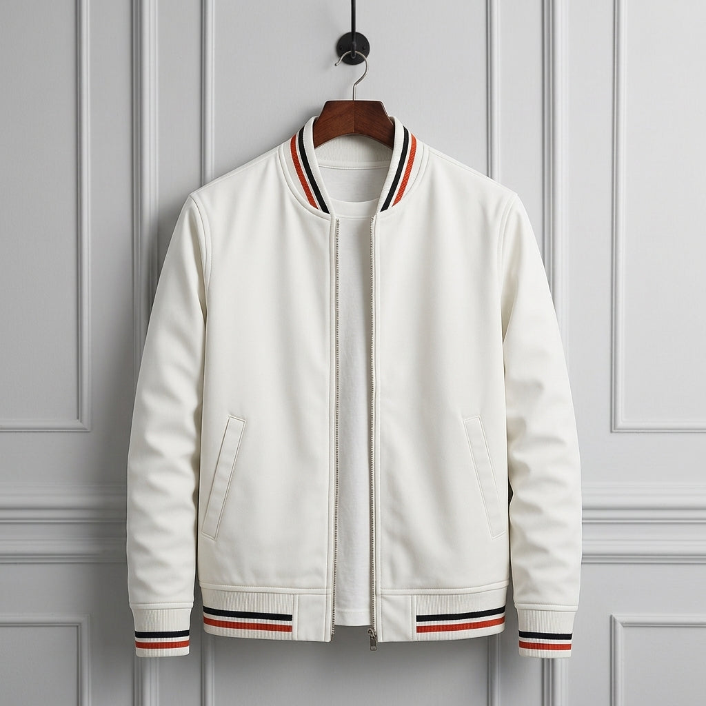 Bomber Jacket Polyester Ribbed Collar Full Zip – Arden