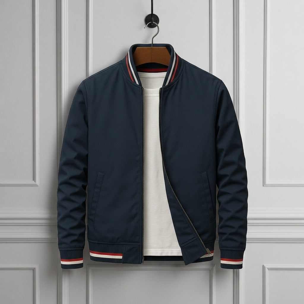 Bomber Jacket Polyester Ribbed Collar Full Zip – Arden