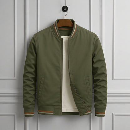 Bomber Jacket Polyester Ribbed Collar Full Zip – Arden