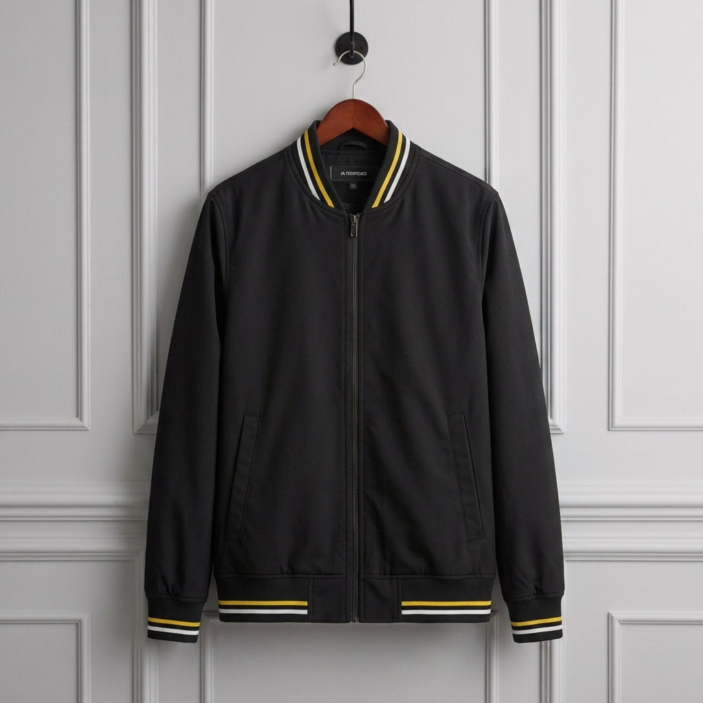 Bomber Jacket Polyester Ribbed Collar Full Zip – Arden
