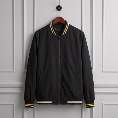 Bomber Jacket Polyester Ribbed Collar Full Zip – Arden