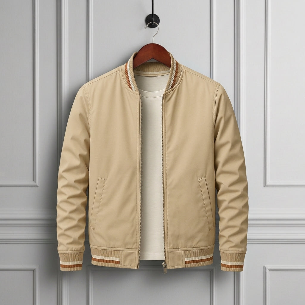 Bomber Jacket Polyester Ribbed Collar Full Zip – Arden