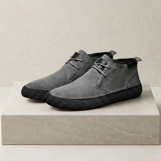Lace-Up Mid-Top Shoes Faux Leather Textured Sole – Rowan