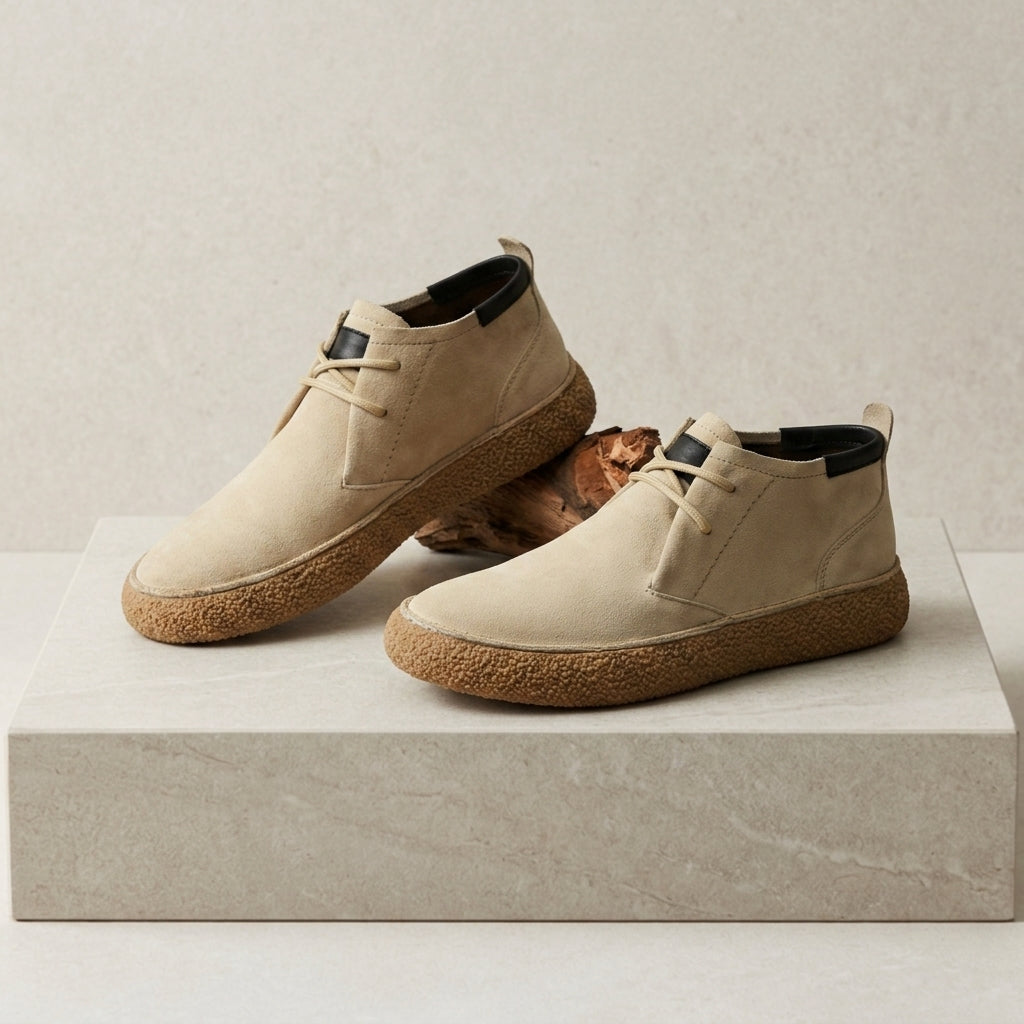 Lace-Up Mid-Top Shoes Faux Leather Textured Sole – Rowan
