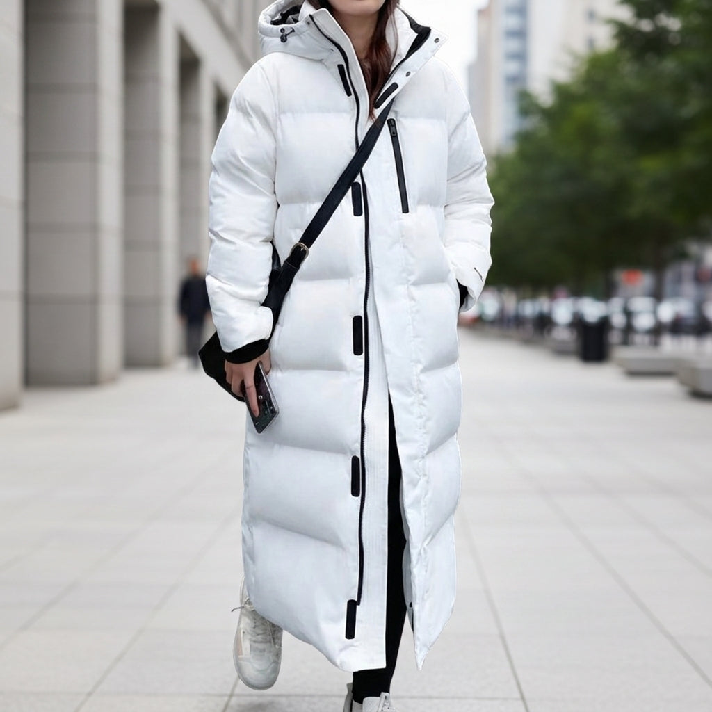 Women's Quilted Hooded Puffer Parka Waterproof Long Cut – Alpine