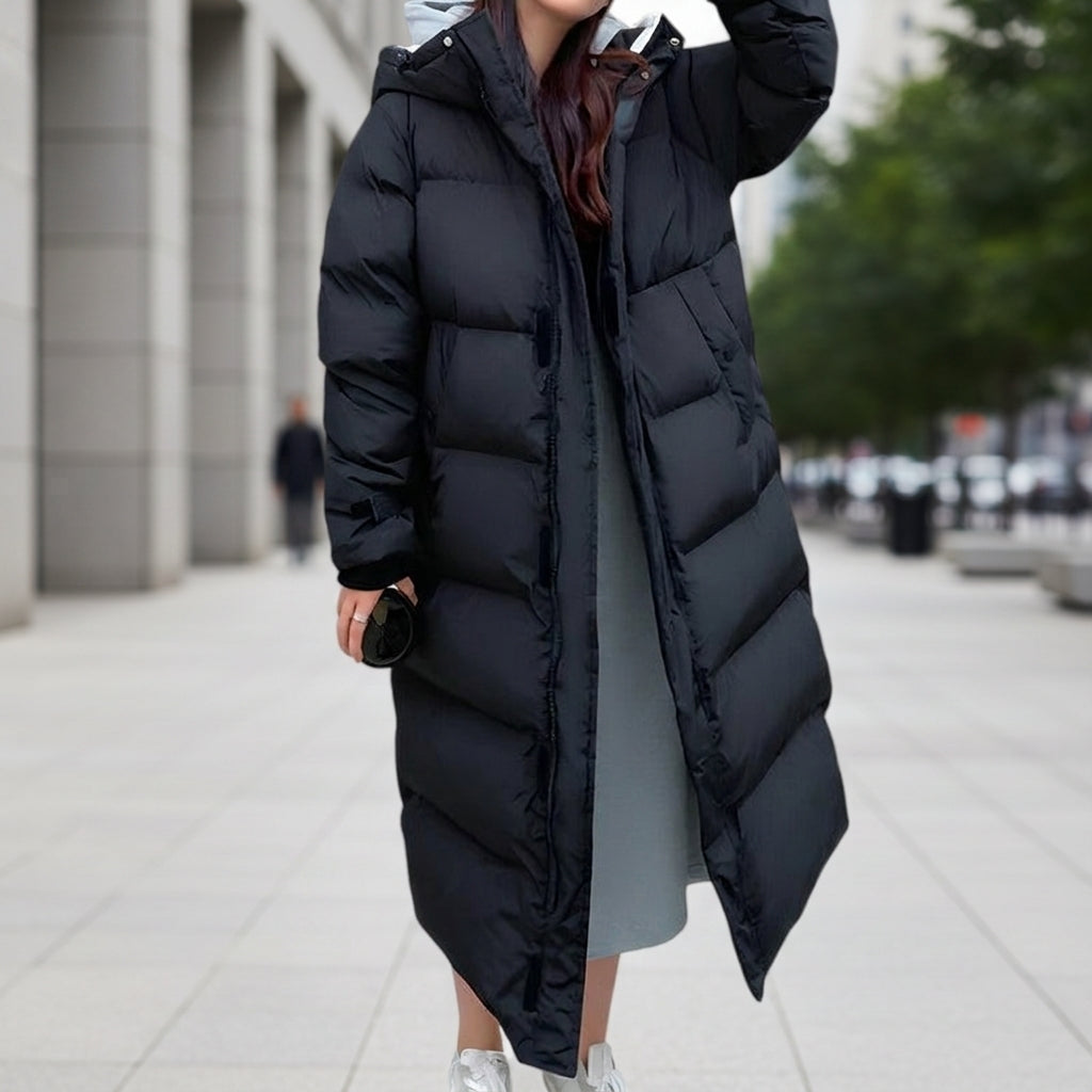 Women's Quilted Hooded Puffer Parka Waterproof Long Cut – Alpine