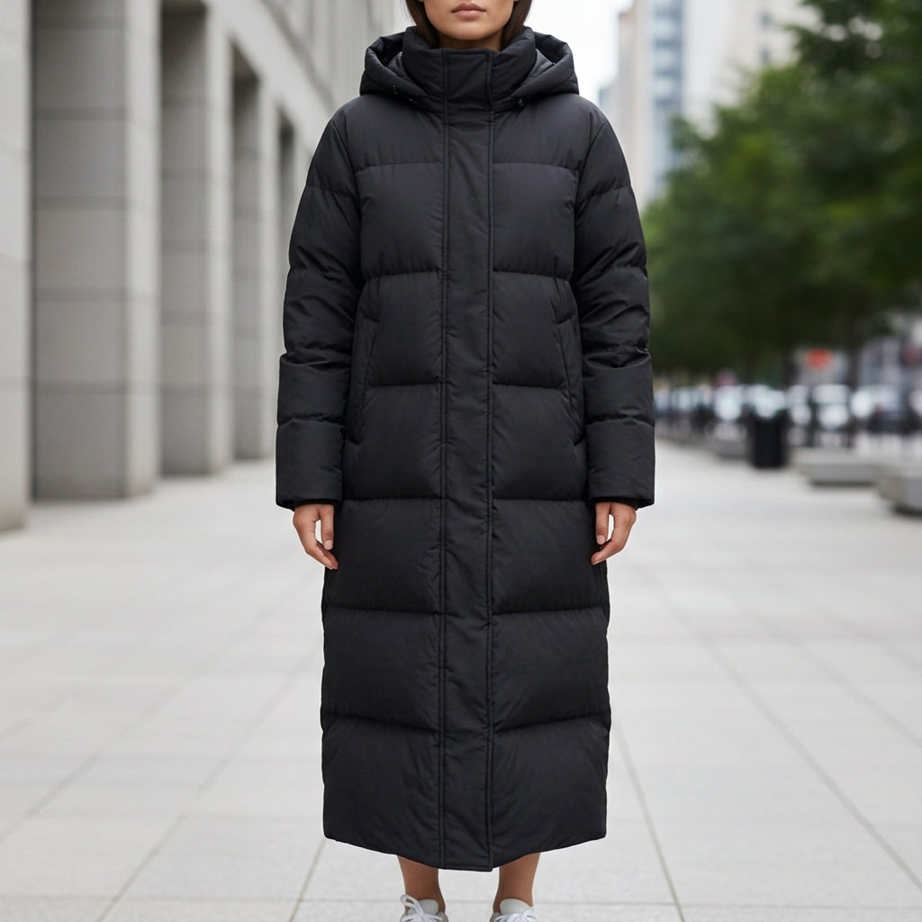 Women's Quilted Hooded Puffer Parka Waterproof Long Cut – Alpine