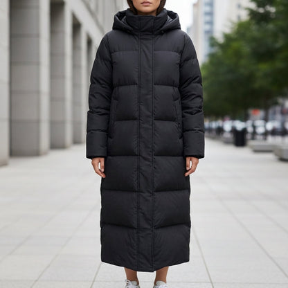 Women's Quilted Hooded Puffer Parka Waterproof Long Cut – Alpine