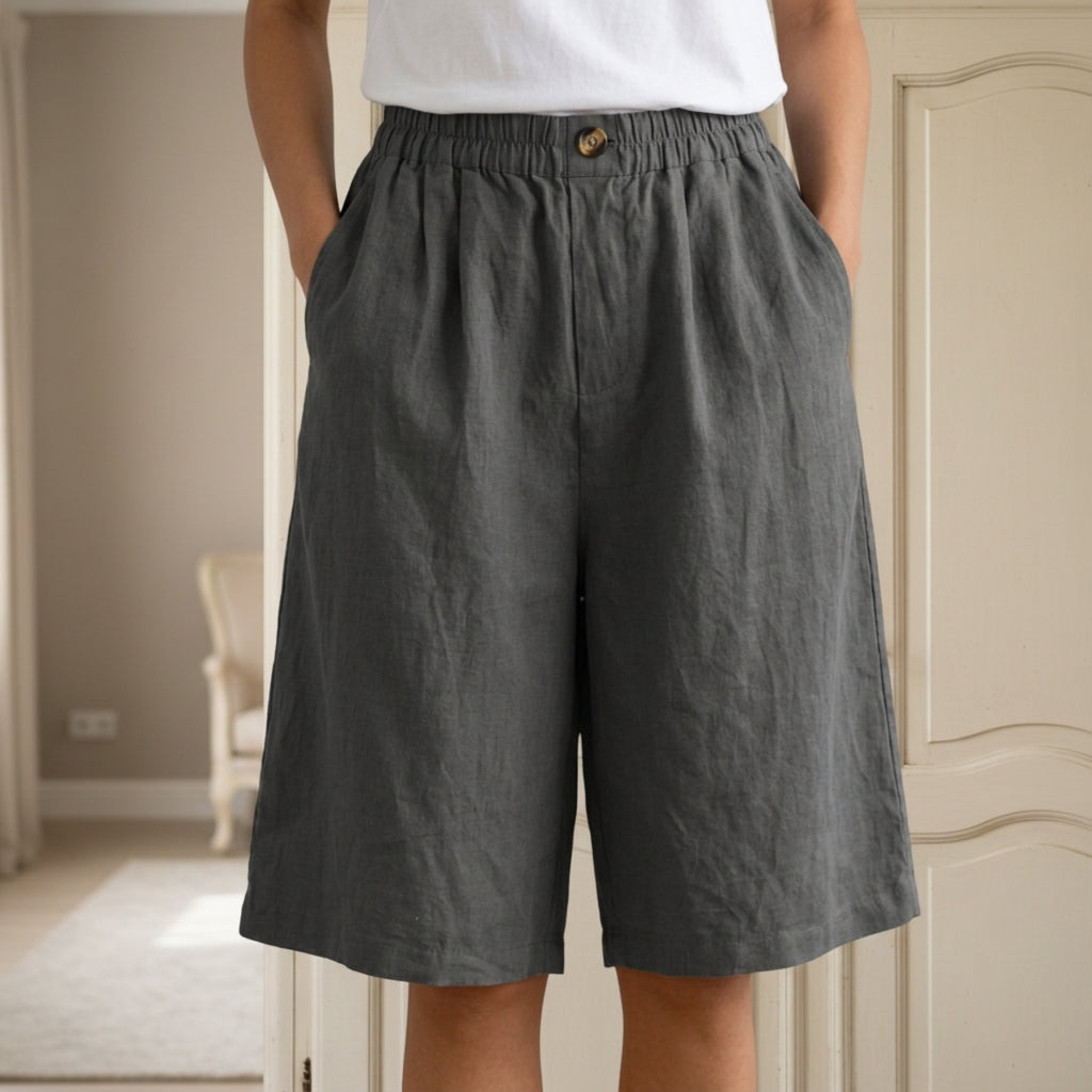 Linen Blend Comfort Shorts Relaxed Fit – Elara