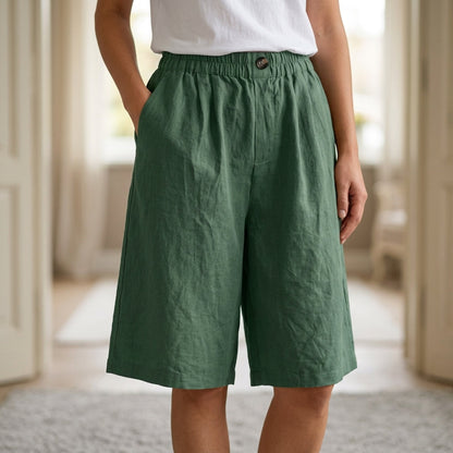 Linen Blend Comfort Shorts Relaxed Fit – Elara
