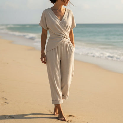 Women's Two-Piece Wrap Set Refined Fit – Elara