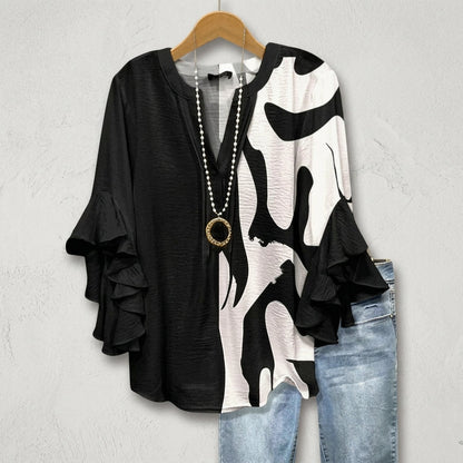 Floral Ruffle Blouse for Women Lightweight Relaxed Fit – Marielle