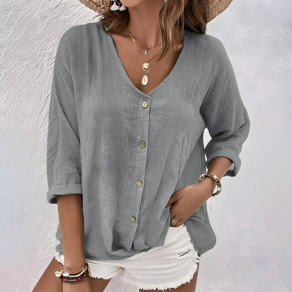 Women's Relaxed Button Blouse Soft Drape Versatile Fit – Marlowe