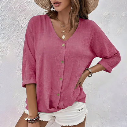 Women's Relaxed Button Blouse Soft Drape Versatile Fit – Marlowe