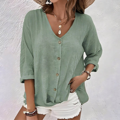 Women's Relaxed Button Blouse Soft Drape Versatile Fit – Marlowe