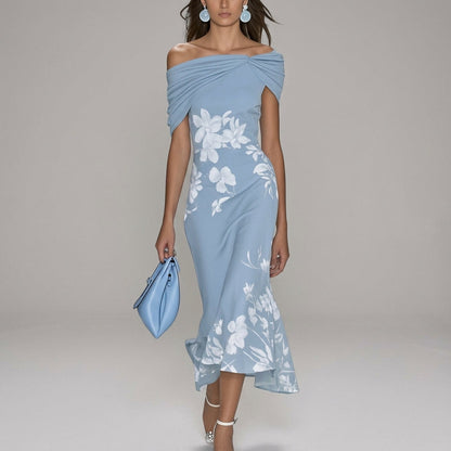 Women's Floral Midi Dress Off Shoulder Lightweight Fabric – Marielle