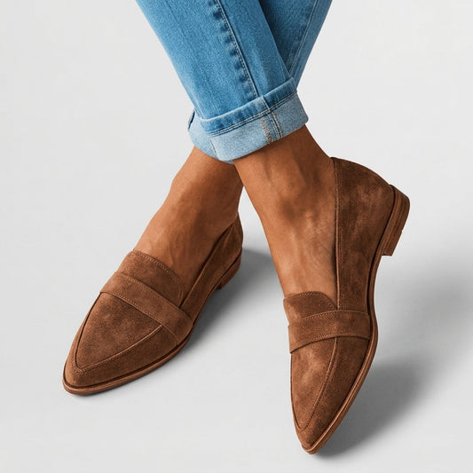 Women's Faux Suede Flat Loafers Orthopedic Slip-On – Elara