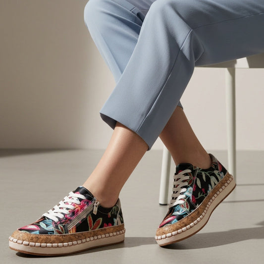 Orthopedic Lace Up Sneakers with Cork Sole and Arch Support – Alina