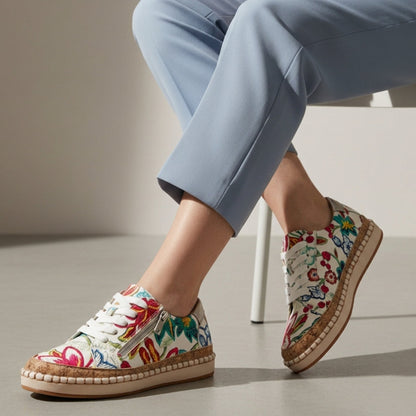 Orthopedic Lace Up Sneakers with Cork Sole and Arch Support – Alina