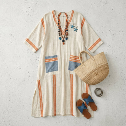 Women's Maxi Dress Elegant Kaftan Stripe Style – Marisol