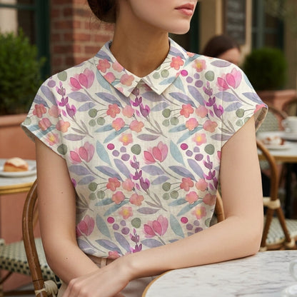 Floral Blouse for Women Lightweight Blend Soft Drape – Valentina