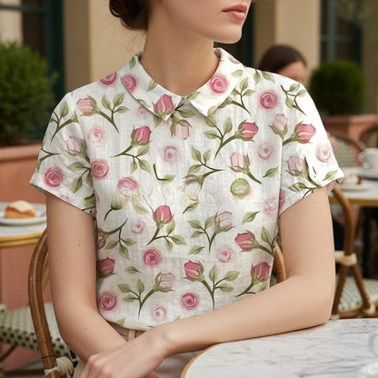 Floral Blouse for Women Lightweight Blend Soft Drape – Valentina