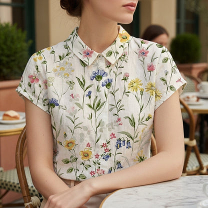 Floral Blouse for Women Lightweight Blend Soft Drape – Valentina
