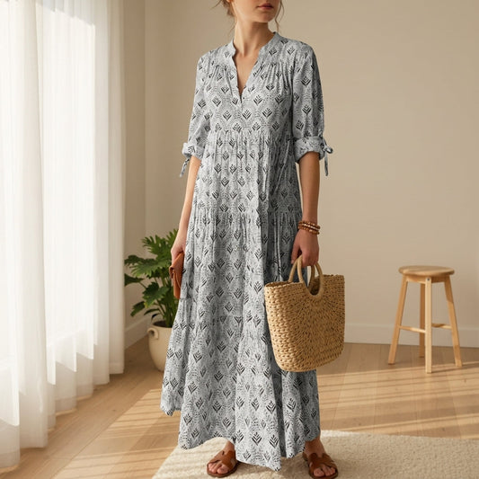 Women's Boho Print Maxi Dress Lightweight Flowing Fit – Marielle